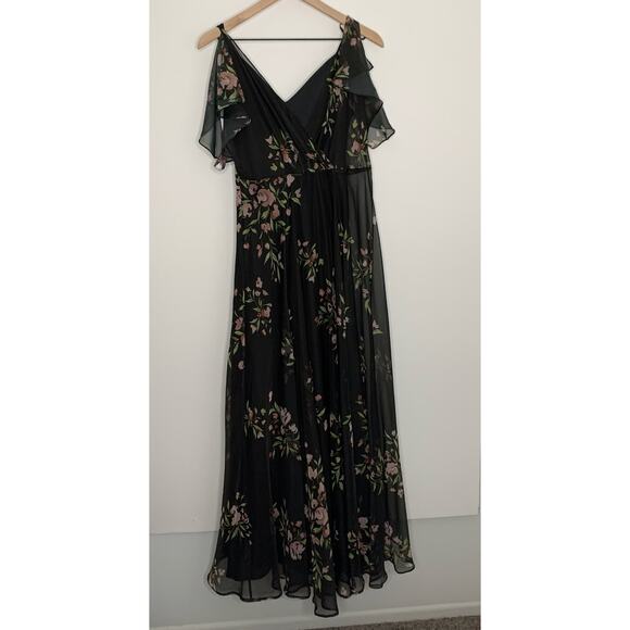 Jenny Yoo Cassie Flutter Sleeve Surplice Eden Gown Maxi Dress Womens Size 0 - Picture 2 of 16